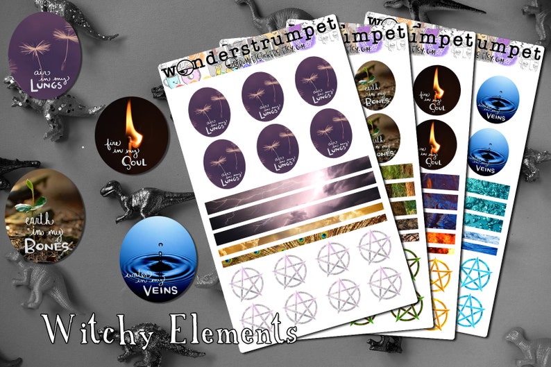 Witchy Elements Book of Shadows and planner stickers Bullet Journal