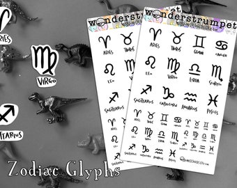 Zodiac Tracking BuJo/Book of Shadows planner stickers