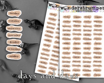 Typed Days of the Week Planner/BuJo Stickers
