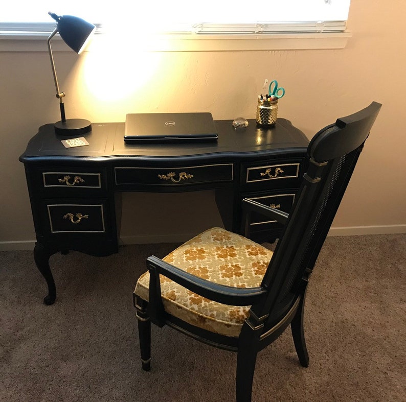 Sold Black And Gold Vintage Antique French Provincial Vanity Image 0