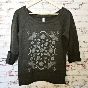 Gypsy Moon Gray Fleece Lined Sweatshirt Wideneck - Eco Friendly Fashion