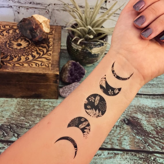 Temporary Tattoo Lunar Nature Moon Phase Tattoo Nature | Etsy