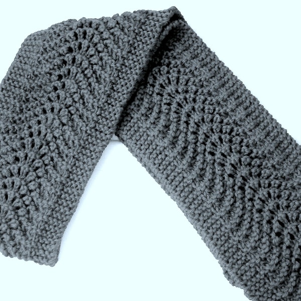 Hand Knit Gray Scarf Soft and Warm