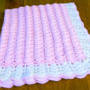 Handmade Crochet Pink Baby Blanket Afghan for Baby Gift Baby Shower Gift