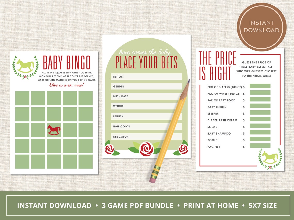 Kentucky Derby Baby Shower Games Bundle Instant Download Etsy