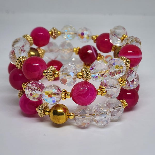 Pretty In Pink - One Size Fits All, Handmade Wrap Bracelet