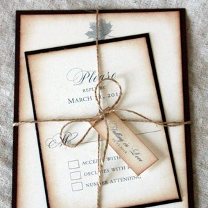 Autumn Wedding Invitations, Falling in Love Fall Invitations, Rustic Wedding Invitation, Wedding Invitations, Brown Invitations, Vintage