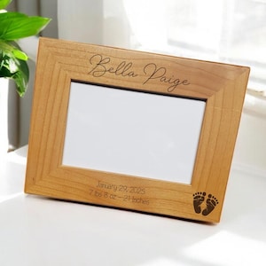 Marco de fotos personalizado para bebé: nombre personalizado y fecha de nacimiento grabados: regalo para recién nacidos, regalo para baby shower, recuerdo de decoración de guardería, regalo para nueva mamá