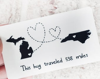 Personalized Long Distance Metal Wallet Card, State to State