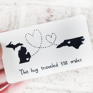 Reisen Umarmung, über die Miles, Großmutters Liebe, über die Staaten Brieftasche Umarmung, ein Stück unseres Herzens, Großeltern Geschenk, Brieftasche Karte senden