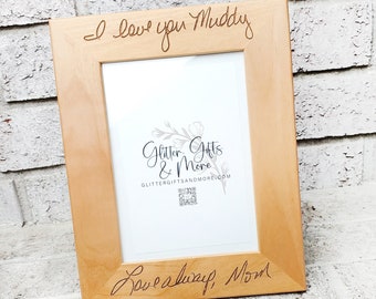 Engraved Handwriting Photo Frame, Memorial Gift, Custom Wood Frame, Personalized Handwriting Gifts, Quality Wood engraved Frames, In Memory