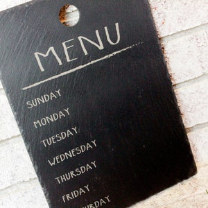 Menu Board, Kitchen Decor, Hanging Farmhouse Menu, Weekly Menu