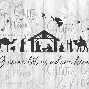 O come let us adore him digital File, Laser engraved file, nativity SVG, custom cut files, laser engraved file, DIY digital files, cut file
