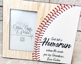 Personalized Baseball Picture Frame, Grandpops Gift, Custom Coach Frame