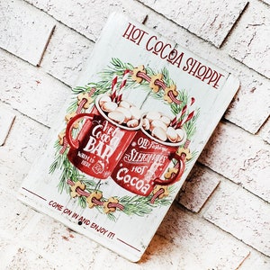 Hot Cocoa Christmas Mug Sign, Coffee Bar sign for Christmas, hot chocolate bar, metal sign, christmas decorations, hot cocoa bar signs
