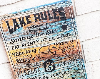 Lake Rules Outdoor Metal Sign, Summer Yard Signs, Indoor/outdoor metal signs, lake decor, Days at the Lake, lake house decor, dock signs