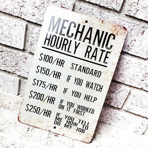 Mechanic Rules Metal Sign, Indoor/Outdoor metal signs, Garage Gifts, Gifts for him, Funny Metal Signs, Garage Decor, Metal Signs, funny gift image 2
