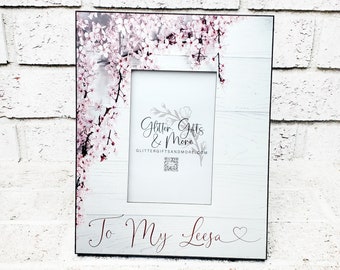 Personalized Floral Photo Frame, Anniversary Gift, 4x6 Picture