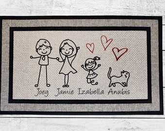 Personalized Stick Family Doormat, Front Porch Decor