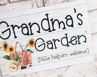 Grandma's Garden outdoor metal Garden sign, Indoor/Outdoor metal yard signs, Grandma's Garden, Little Helpers Welcome, Mothers day gift