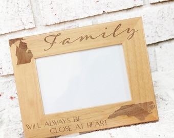 Personalized Long Distance Family Frame, Laser Engraved 4x6 Photo Frame
