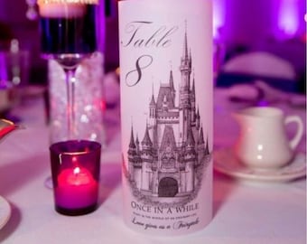 Cinderella Castle Wedding Table Number Luminaries, Fairytale Decor (Set of 20)