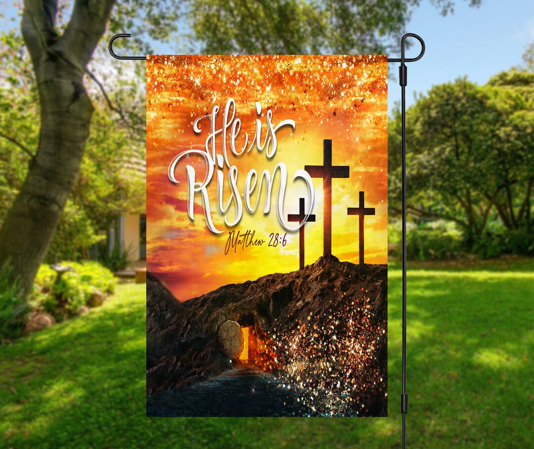 He is Risen Garden Flag, Easter Garden Flag, Small Yard Decor, Small