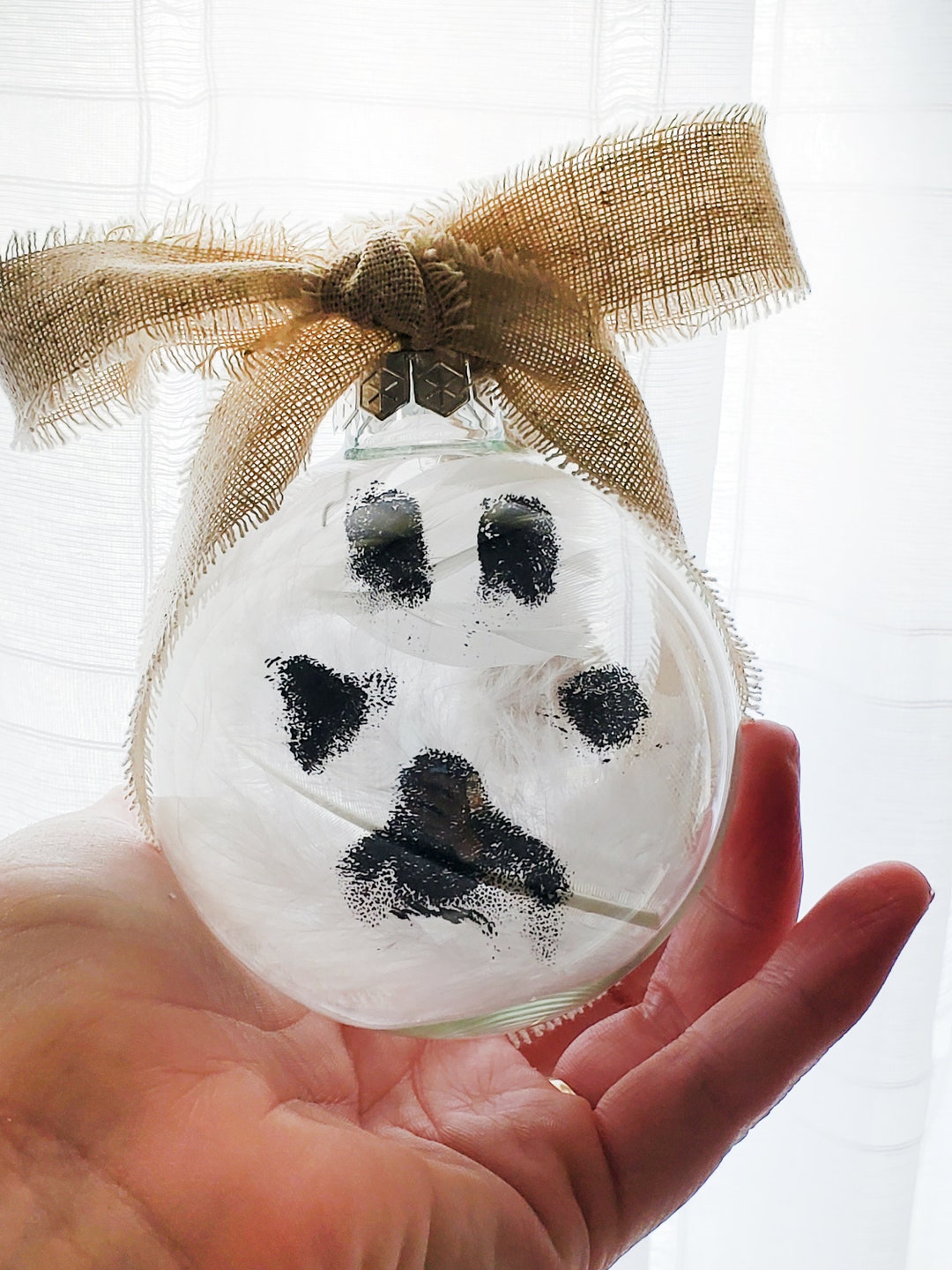 In Memory Dog Paw Print Memorial Ornament, Feather With Ornament and ...