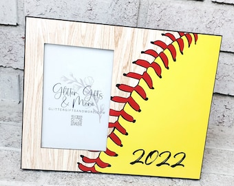 Cadeau d'entraîneur de softball, saison de softball 2022, cadeaux d'équipe de softball, cadre photo de softball, cadre de softball personnalisé, cadre de softball personnalisé