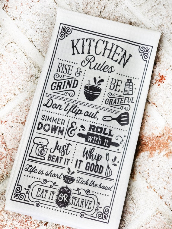 Kitchen Rules Thanksgiving Waffle Weave Microfiber Kitchen Towel