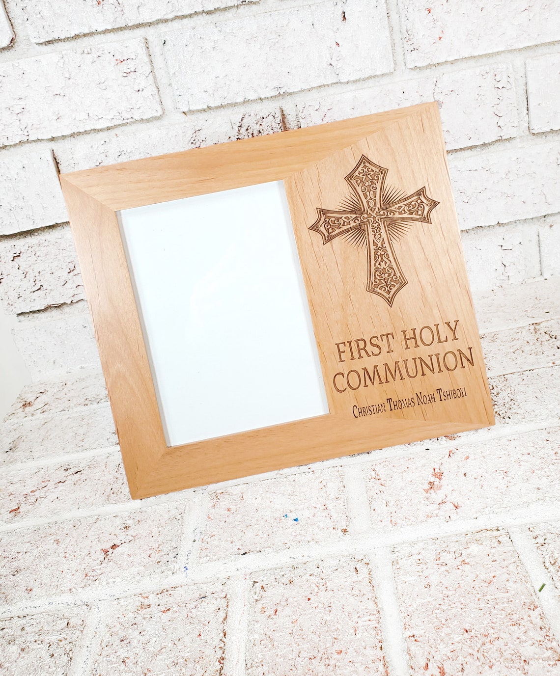 First Holy Communion Frame, Engraved Cross, Catholic Gift Ideas, First ...