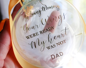 Memorial Feather Ornament, In Loving Memory, Glass Ornament