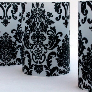 Damask Wedding Decor, Black & White Wedding, Damask luminary, Black and White Damask Wedding set of 10, party table decorations, luminaries image 8