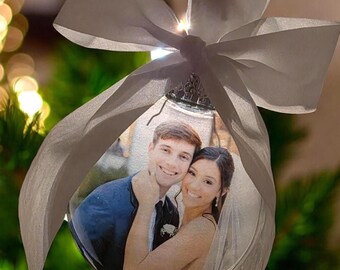 Personalized Photo Ornament • Custom Wedding Picture Ornament • 3” Clear Keepsake Christmas Gift