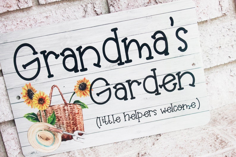 Grandma's Garden outdoor metal Garden sign, Indoor/Outdoor metal yard signs, Grandma's Garden, Little Helpers Welcome, Mothers day gift image 1