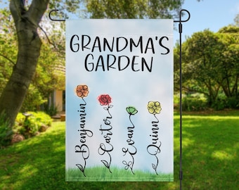 Gepersonaliseerde kleinkinderen tuinvlag, oma's tuin, lentedecor