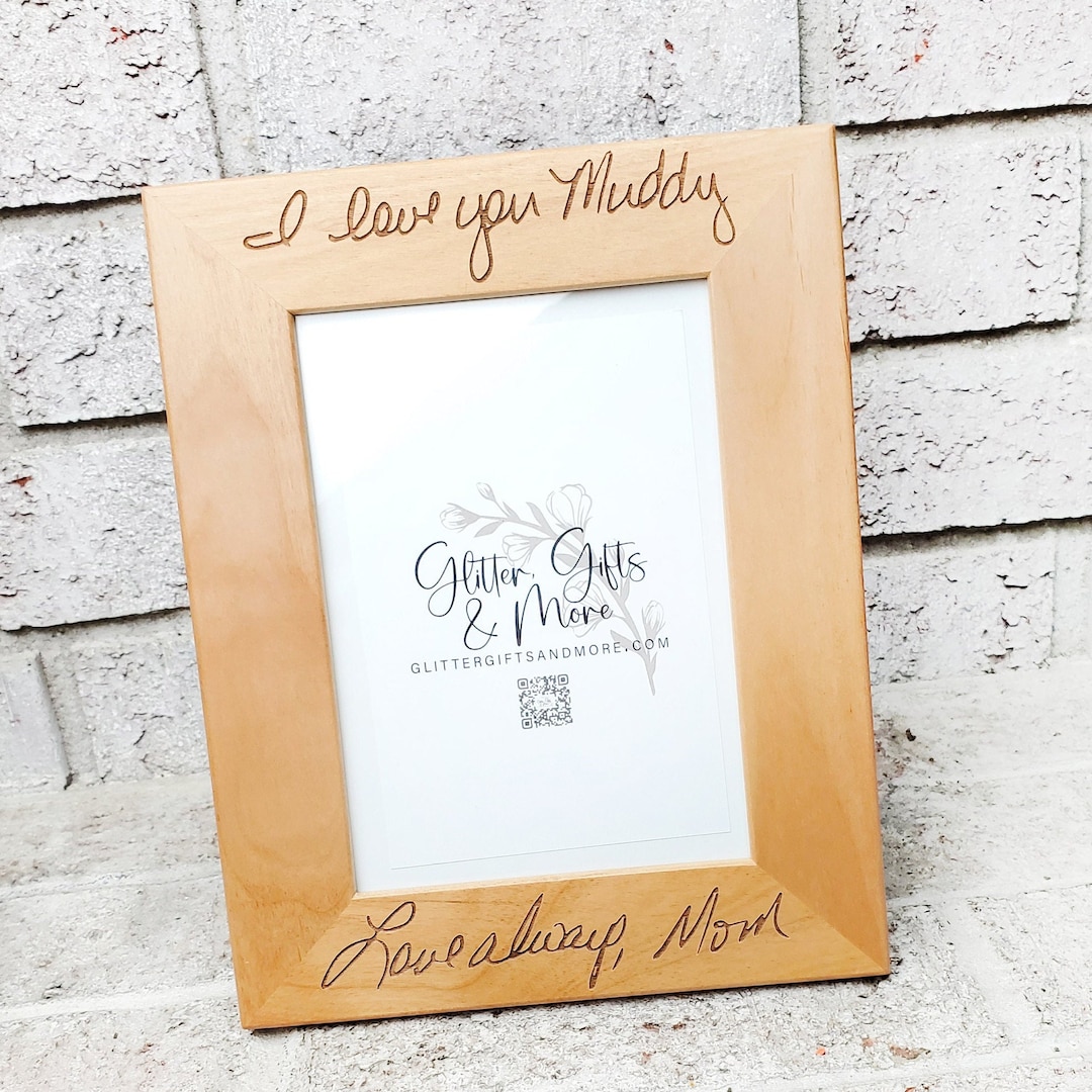 Engraved Handwriting Photo Frame, Memorial Gift, Custom Wood Frame ...
