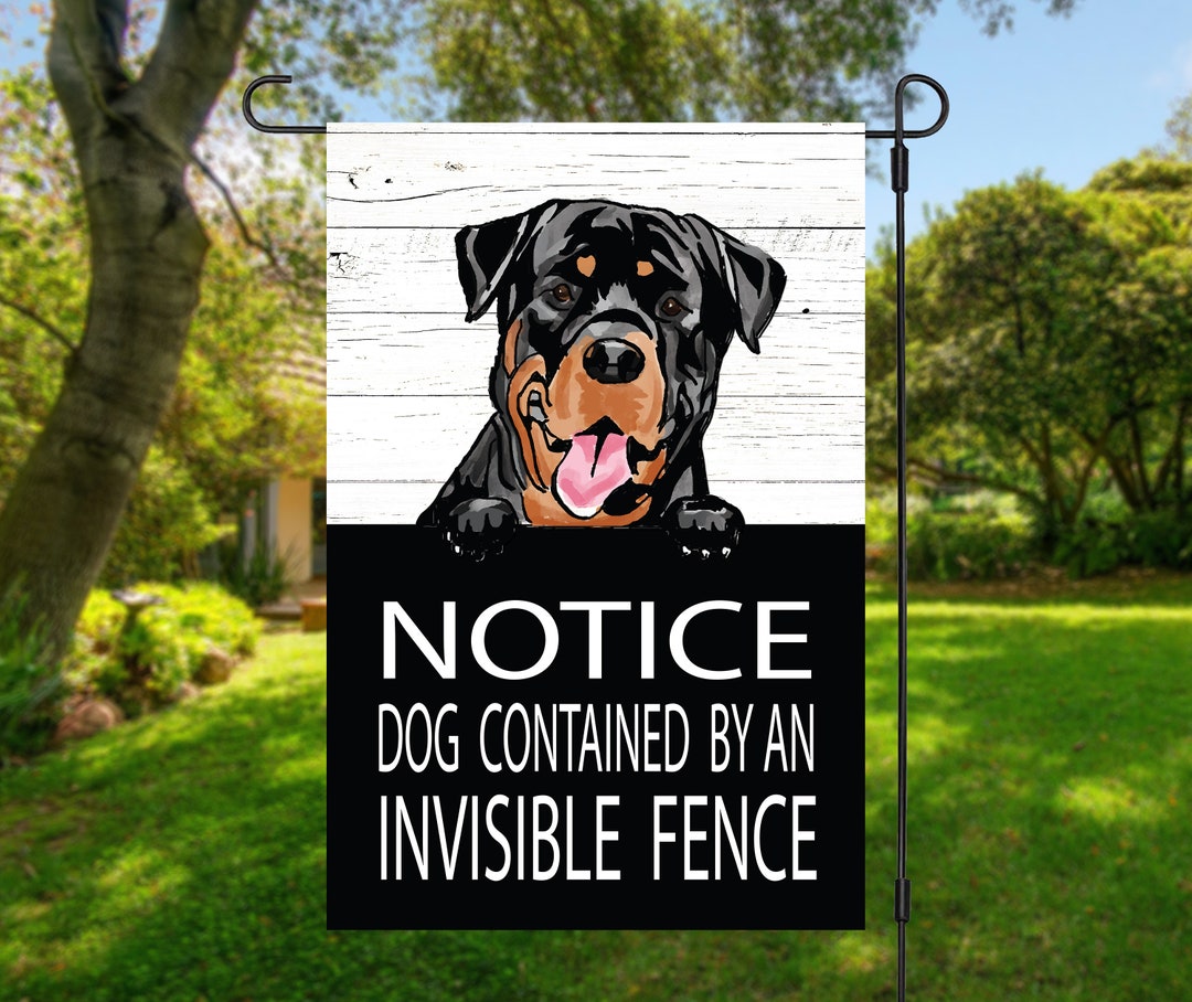 Rottweiler Yard Flag, Dog Contained by Invisible Fence Yard Flag, Small