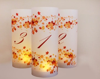 Luminárias de mesa para casamento com tema de outono, decoração com folhas de outono (conjunto de 20)
