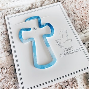 Acrylic Cross Bookmark - First Communion Gift for Boys or Girls - Keepsake Religious Gift with Cross Design - Catholic Gift Ideas
