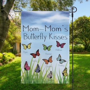 Personalized Garden Flag, Butterfly Garden Flag, Grandchildren flag for the garden, garden flag with name, personalize flag, small yard flag