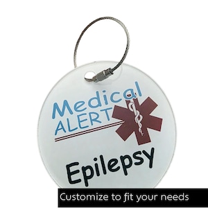 Back to school Medical Alert Tag – Round Bag Tag with Emergency Symbol – Medical ID Gift for Kids, Adults, Backpacks & Travel Safety