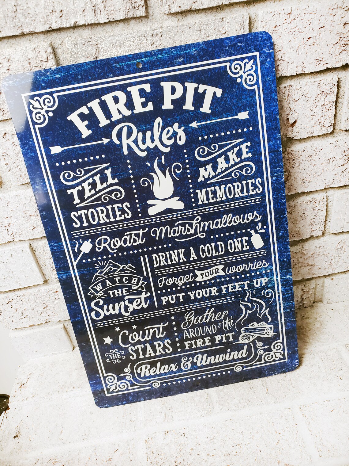 Navy Fire Pit Rules Outdoor Metal Sign Summer Yard Signs Etsy
