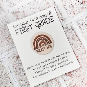 Pocket Hug, First Day of school gift, Small gift for first day of school, first day of first grade, Rainbow pocket hug, to show I care gift