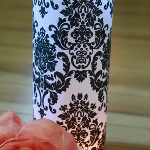 Damask Wedding Decor, Black & White Wedding, Damask luminary, Black and White Damask Wedding set of 10, party table decorations, luminaries image 3