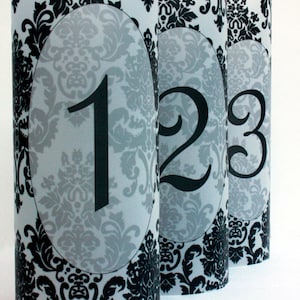 Damask Luminary Table Numbers set of 20, Wedding Table Numbers, Damask Wedding image 1