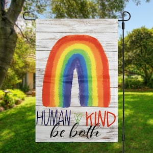 Regenbogen Gartenfahne, Gartenfahne, Menschrecht, Verbündeter, Gleichheit, Gartenfahne, Human Kind be art Flaggen