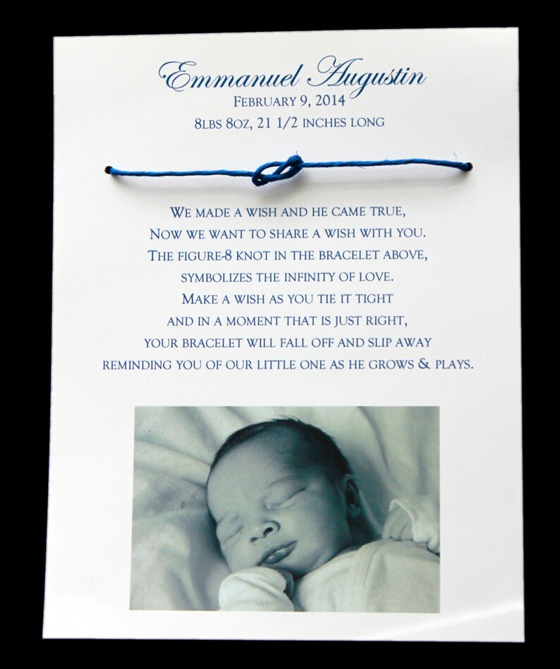 Birth Announcements New Baby Wish Bracelet Party Favors Baby Etsy
