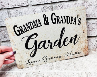 Garden Yard Sign, Outdoor metal signs, Grandma's Garden, Grandparent gift, personalized Garden sign with name, mother gifts, yard signs