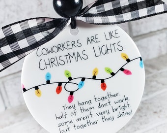 Coworkers Christmas light ornament, Gifts for coworkers, Work together gift, funny work gifts, coworker gifts for christmas 2023